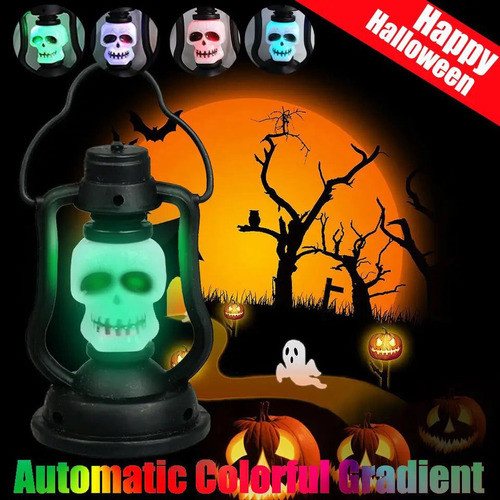 2 Luminaria Lampião Lampada Led Halloween Bruxa Caveira Deco 1