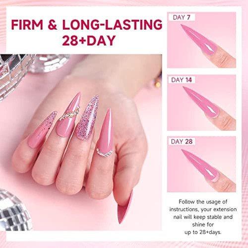Modelones Poly Extension Gel Kit Para Uñas, 12 Colores Pink 1