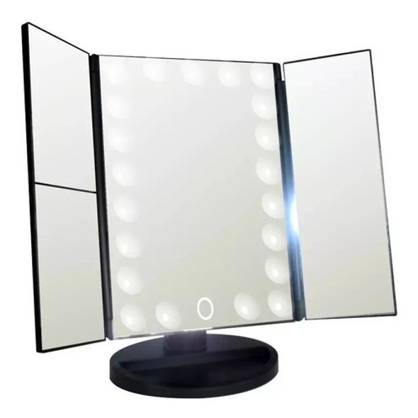 Espejo Con Luz Led Triptico Para Maquillaje Color Negro E152 0