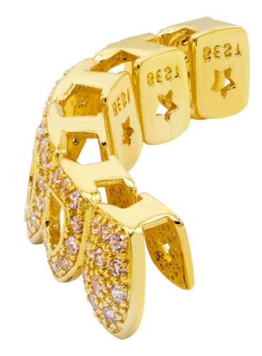 Parrilla Dientes Grillz Baño Con Strass Parte Superior Dorad 1