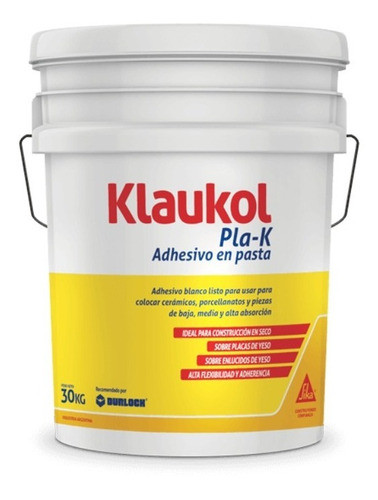 Adhesivo Revestimientos Para Durlock Klaukol Pla-k X 30 Kg 0