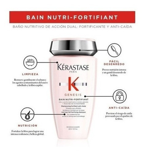 Shampoo Bain Nutri Genesis +acondicionador Fondant Kerastase 1