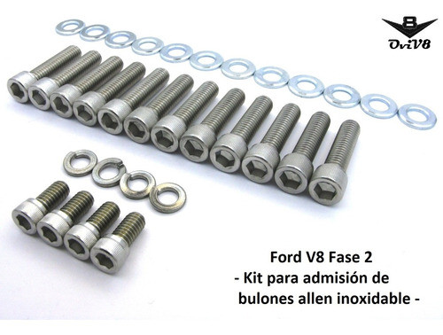 Ford V8 Fase 2 - Bulones Múltiple Admisión Allen Inoxidable 1