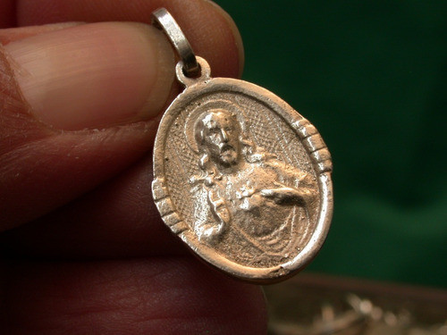 Colgante Medalla Plata Escapulario Corazon Jesus Carmen Luli 1
