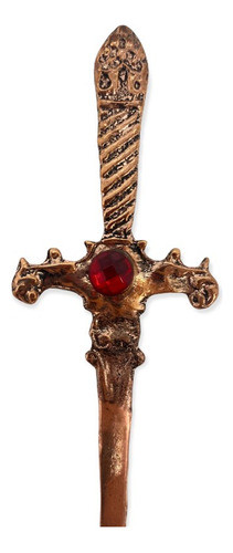 Athame Metal Cobreado Envelhecido 15 Cm Pedra Vermelha 1