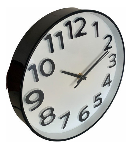 Reloj De Pared  25cm Marco Negro 1