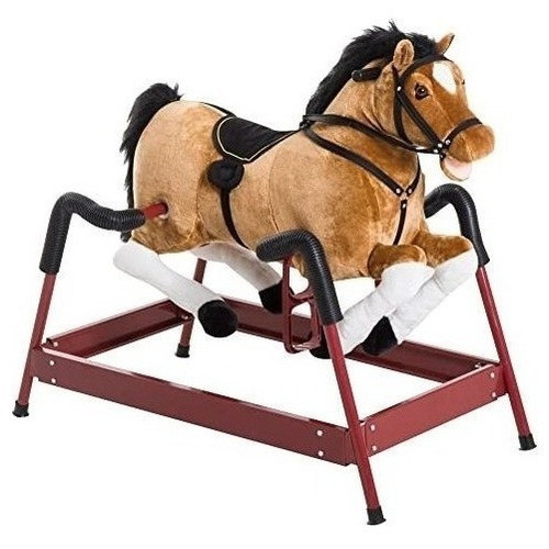 Qaba Durable Kids Plush Spring Style Horse Bouncing Rocker 0