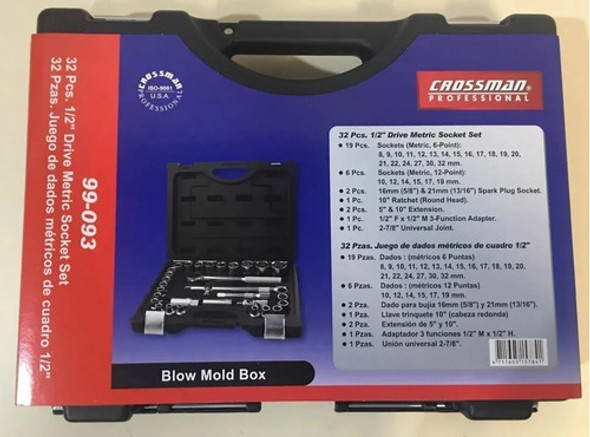 Juego De Bocallaves 32 Piezas Métrica 1/2'' Crossman 1