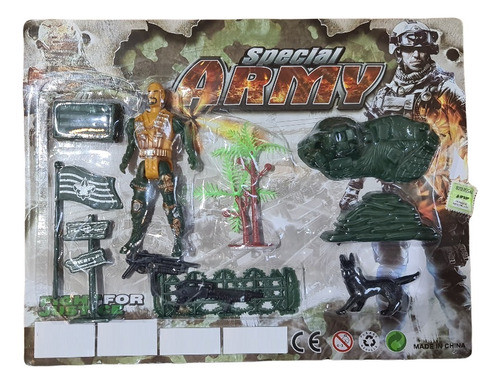 Set Pack Soldaditos De Plastico Arma Árboles Lobo Soldado 0