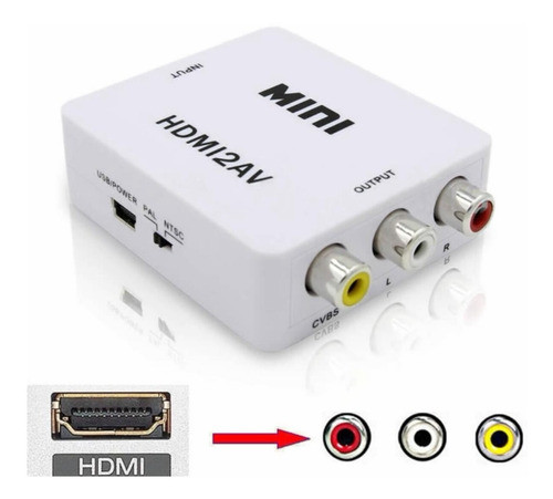 Conversor Adaptador Hdmi A Av Rca -digital A Analogico Lanus 1