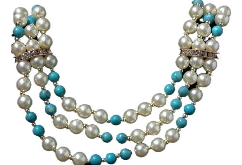 Hermoso Luli Collar Bolas Turquesa Y Perlas Oferta Combinado 0