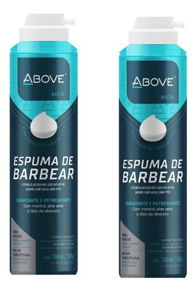 Kit 2 Espuma Barbear Above Men Aloe Vera E Mentol 150ml 0