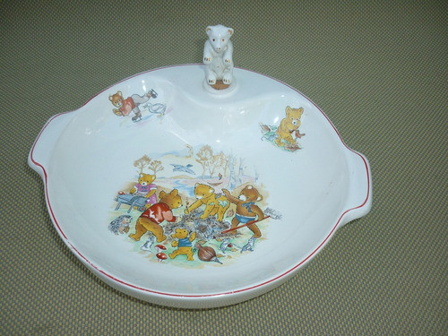 Antiguo Plato  Calentador De Bebe / Osos 0