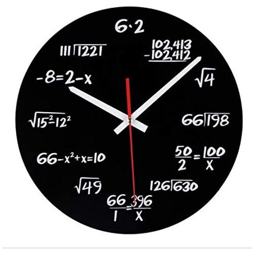 Elikeable Reloj De Pared De Matemática Silencioso  Úni. 0