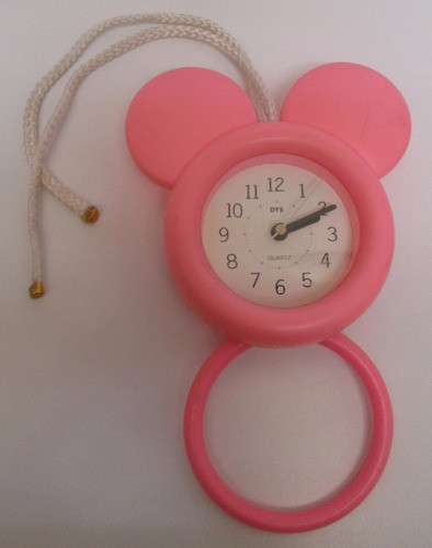 Reloj De Pared Infantil Rosa Orejas Mickey Minnie Boedo Caba 0