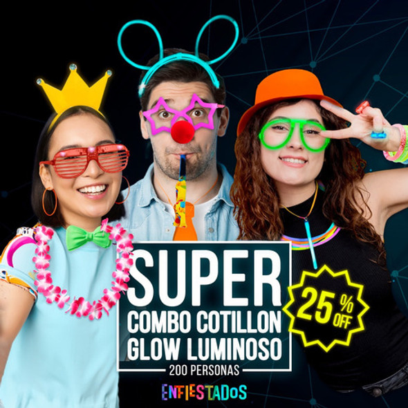 Combo Cotillon Luminoso Led Neon Fluo Fiesta Carioca +200 1 Combo Cotillon Luminoso Led Neon Fluo Fiesta Carioca +200 1