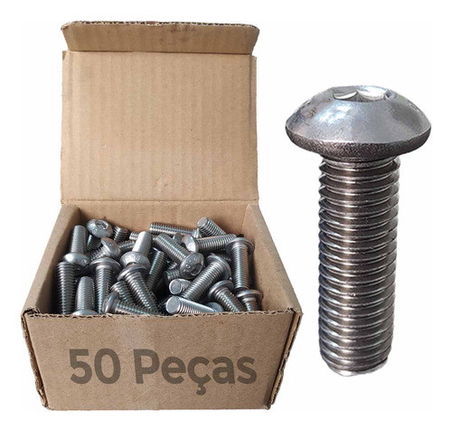 50 Un Parafuso Allen Cabeça Abaulada Inox 05x16mm Fio 0,8 Ma 0