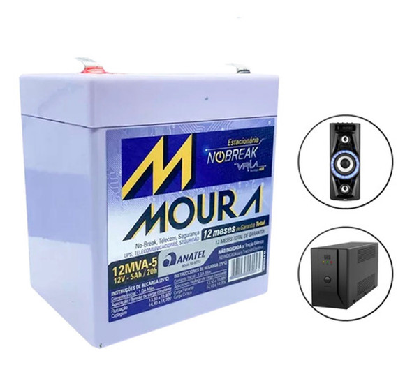 Bateria Selada 12v 5ah Hr 1221w F2 Nobreak Alarme* 0