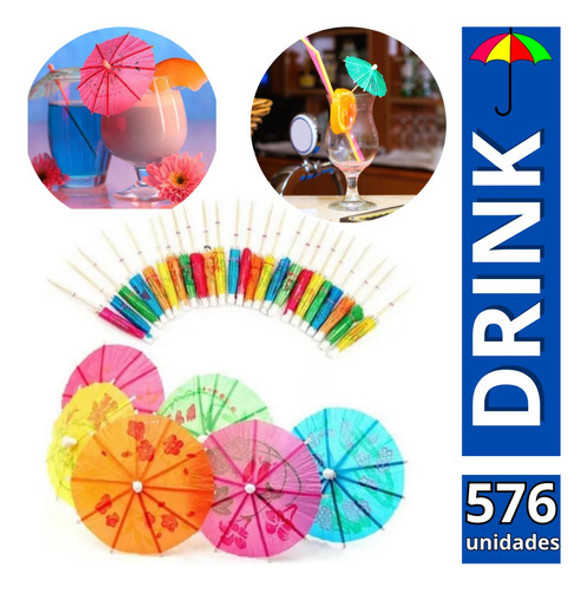 Enfeite Drink Bebida Mini Guarda Chuva Havaiano - Kit 0