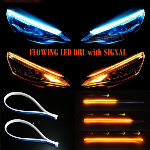Tira Led Luz Continua Faros Delantero 60cm Bca + Ambar.x2 T8 0
