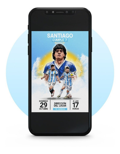 Invitación Digital Messi Maradona Campeón Mundial Qatar #16 0