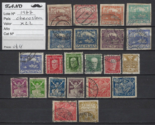 Lote1977 Checoslovaquia X 22 Estampillas Antiguas Usadas 0