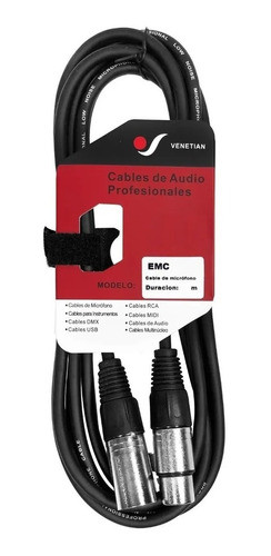Venetian Cable Xlr Cannon Profesional 3 Metros Microfono 0