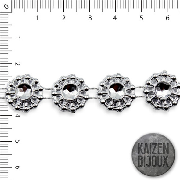 Falso Strass Florcitas 15mm 10 Rollos X 10 Yardas C/u Plata 1