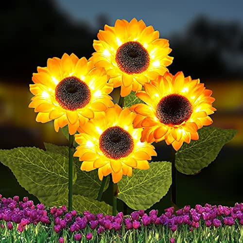 Paquete De 4 Luces Solares De Girasol Ostritec, Luces De Est 0