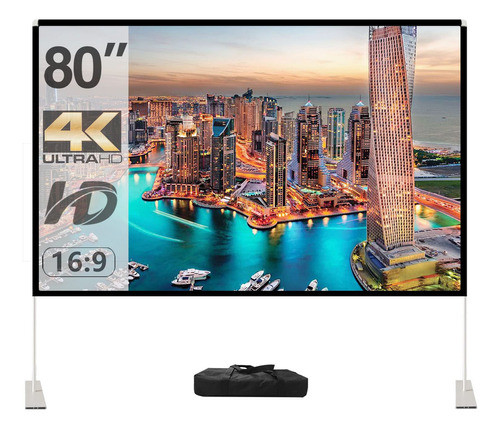 Pantalla De Proyector Con Soporte De 80 Pulgadas, Pantalla D 0