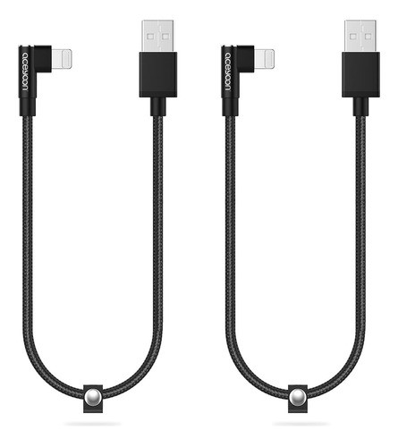 [paquete De 2] Cable Lightning Certificado Mfi En Ngulo Rect 0