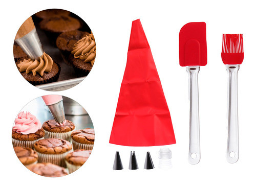 Kit Confeitaria 7 Peças Saco Bico Espatula Pincel 1
