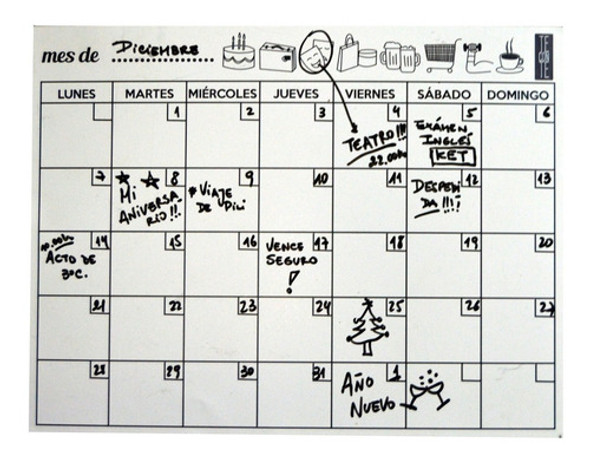 Pizarra Planner Organizador Mensual Imantado Calendario 0