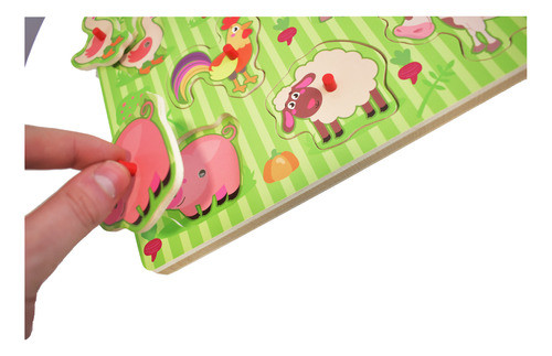 Juego De Encastre Puzzle De Madera Con Sonido Animales De La 1