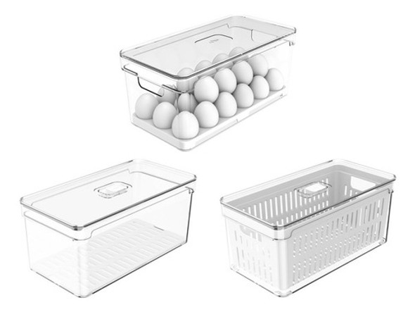 Kit 3 Peças De Organizador De Geladeira 0 Kit 3 Peças De Organizador De Geladeira 0