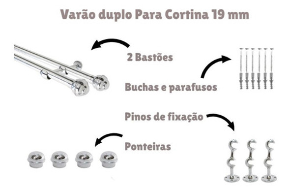 Bastão Varão Varal - Instalação Fácil 3,50 M 19 Mm Duplo 1 Bastão Varão Varal - Instalação Fácil 3,50 M 19 Mm Duplo 1