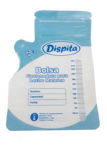 Bolsas Recolectora Leche Materna Dispita 60 Unidades X 250ml - Pañalera Arenita 0