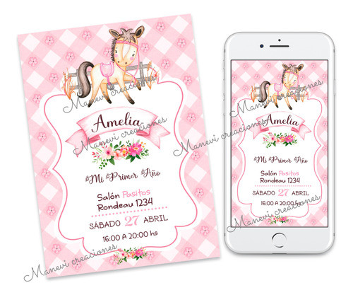 Kit Imprimible Caballito Nena Con Textos Editables 0