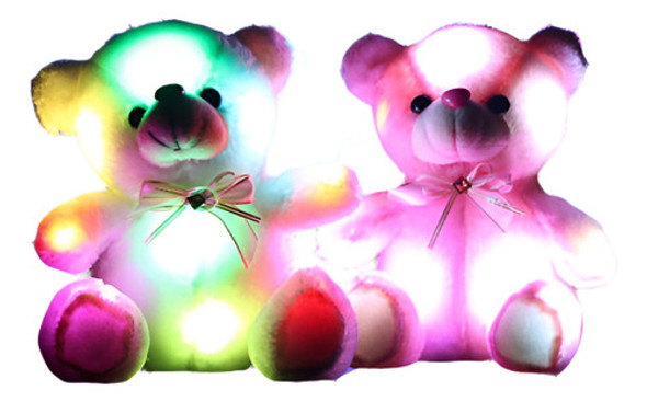Hermosa Rosa Flash De Led Luz Colores Osito Luminoso Muñeca 0