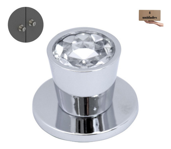 Kit 4 Puxador Para Móvel Ponto Trend Cromado Para Vidro 1