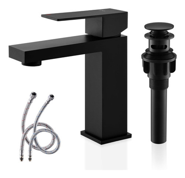 Grifo Monomando Lavabo Baño Negro Mate Grifo Tocador Acero I 0