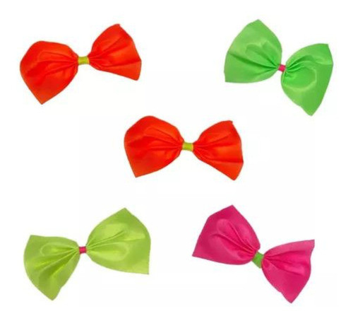 Moños Flúo X 5 Unidades Tela Jersey Cotillón Carioca 0
