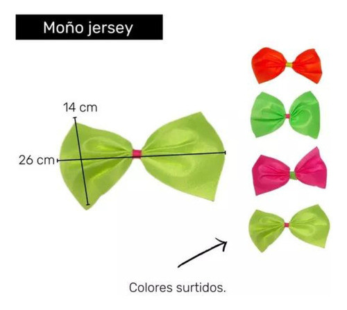 Moños Flúo X 5 Unidades Tela Jersey Cotillón Carioca 1