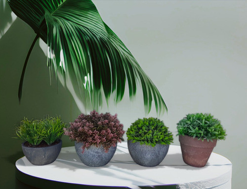 Planta Verde En Maceta Artificial Arbusto 0