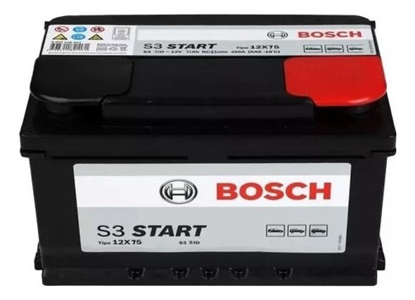 Bateria Bosch Start S3 12x75 Amp 51ah 275x175x174 Mm 1