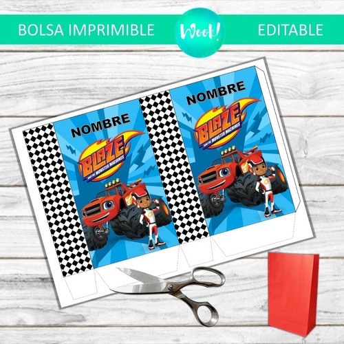 Bolsa Imprimible Editable Blaze Y Los Monster Machines 1