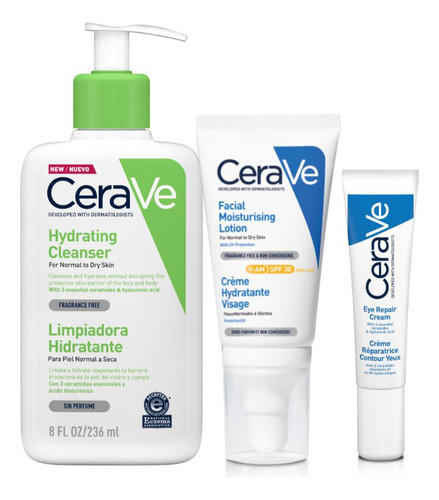 Pack Cerave: Limp Hidratante+ Hidra Facial Spf30+ Hidra Pn/s 0