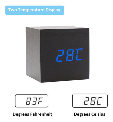 Onerbuy Reloj Despertador Digital De Madera Con Forma De Cub 1