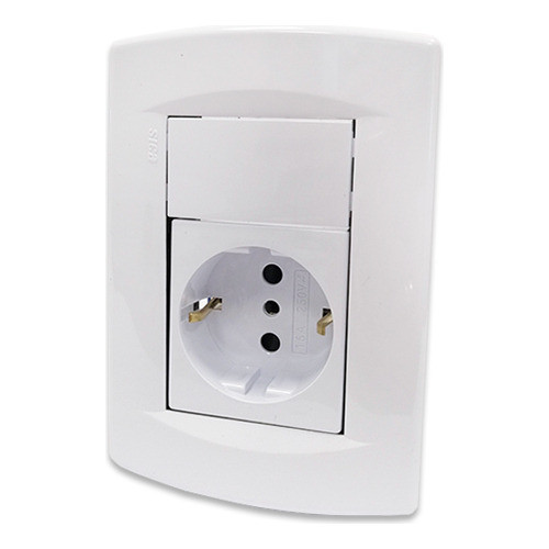 Plaqueta Armada Con T/cte. Schuko Blanco Puro 0