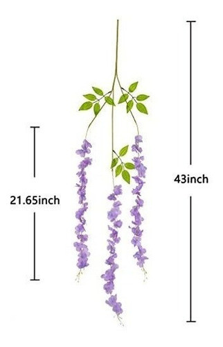 12 Ramos De Flores De Glicinia Artificiales - Seda Lila 1